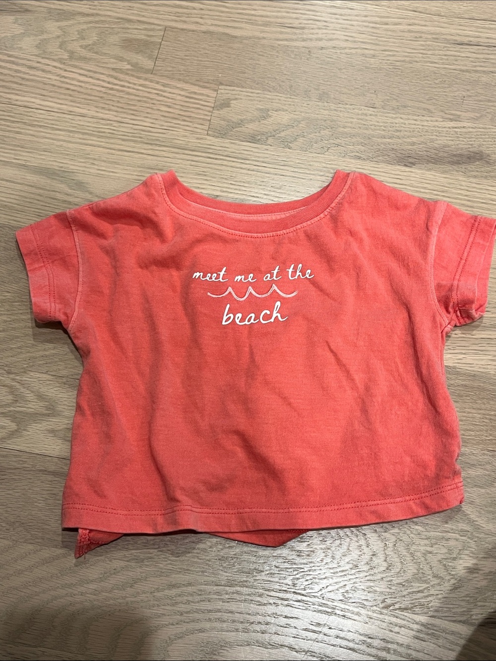 Cat & Jack Coral Short Sleeve Tee with White Beach Script